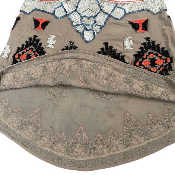 AllSaint Spitalfields Sequin Beaded Western Artsy Aztec Tank Top Women Size 10 - Picture 8 of 11